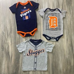 Detroit Tigers 2 Majestic Onesies and 1 Falls Creek T-shirt Size 18 months